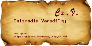 Csizmadia Varsány névjegykártya